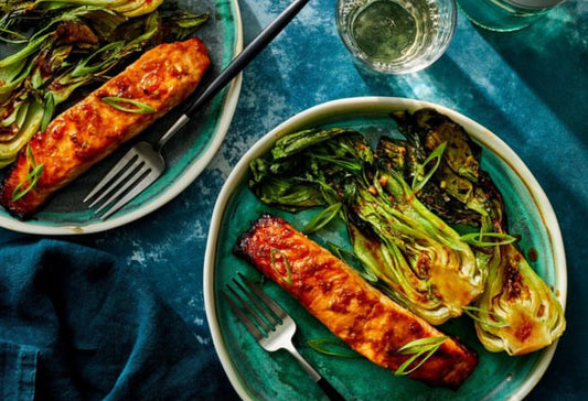 Miso Air Fryer Salmon With Baby Bok Choy