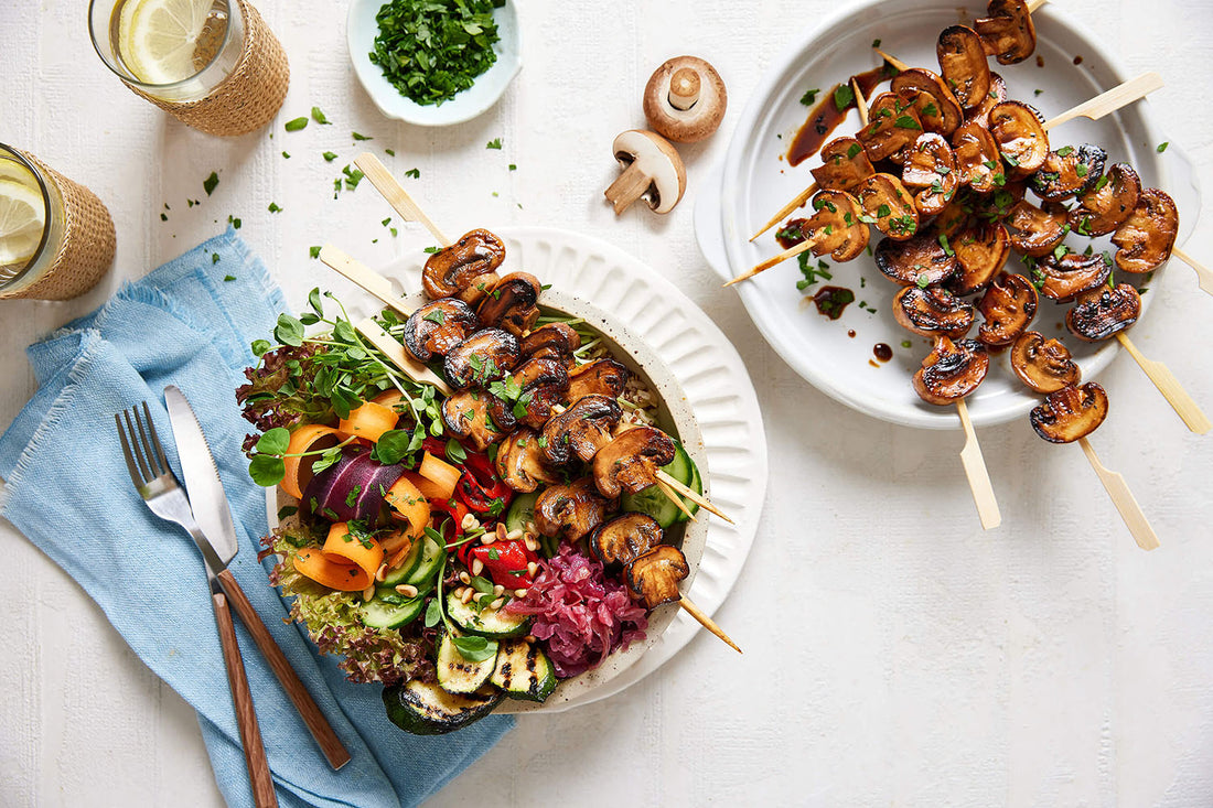 Garlic Balsamic Mushroom Salad Bowl