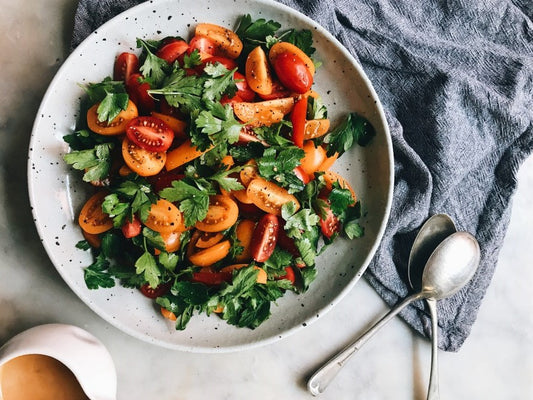 Tomato and Parsley Salad with a Miso and Extra Virgin Olive Oil Dressing