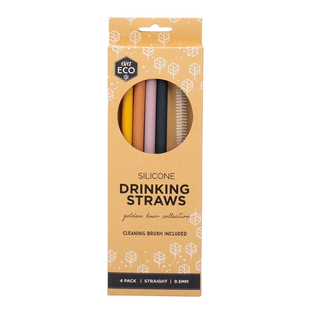 Silicone Straws - 4 pack - Ever Eco - Straight / Golden Hour