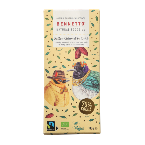 Organic Fairtrade Chocolate - 100g - Bennetto - Salted Caramel in Dark