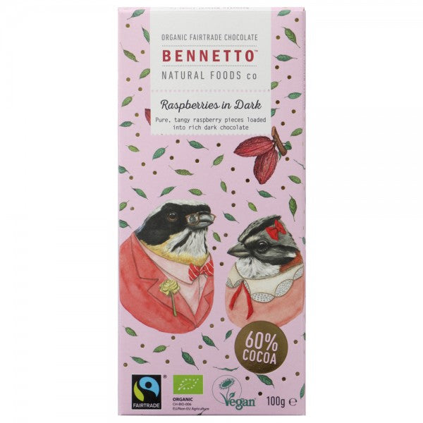 Organic Fairtrade Chocolate - 100g - Bennetto - Dark Raspberry