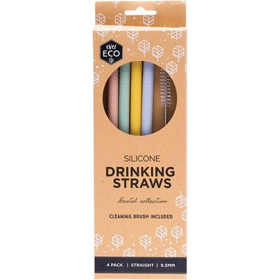 Silicone Straws - 4 pack - Ever Eco - Straight / Pastel