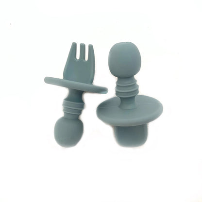 Baby Cutlery and Plates Set - Little Mashies - Dusty Blue / Cutlery Set