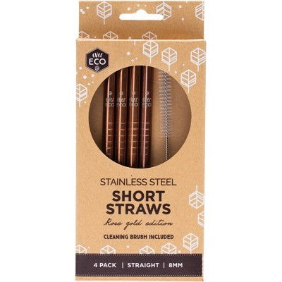 Stainless Steel Straws - Ever Eco - Rose Gold / Short - 4 Pack