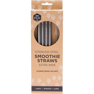 Stainless Steel Straws - Ever Eco - Silver / Smoothie - 4 Pack