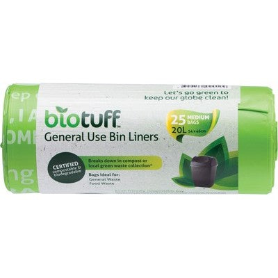 Bin Liner - 25 bags - Biotuff - 20 Litre